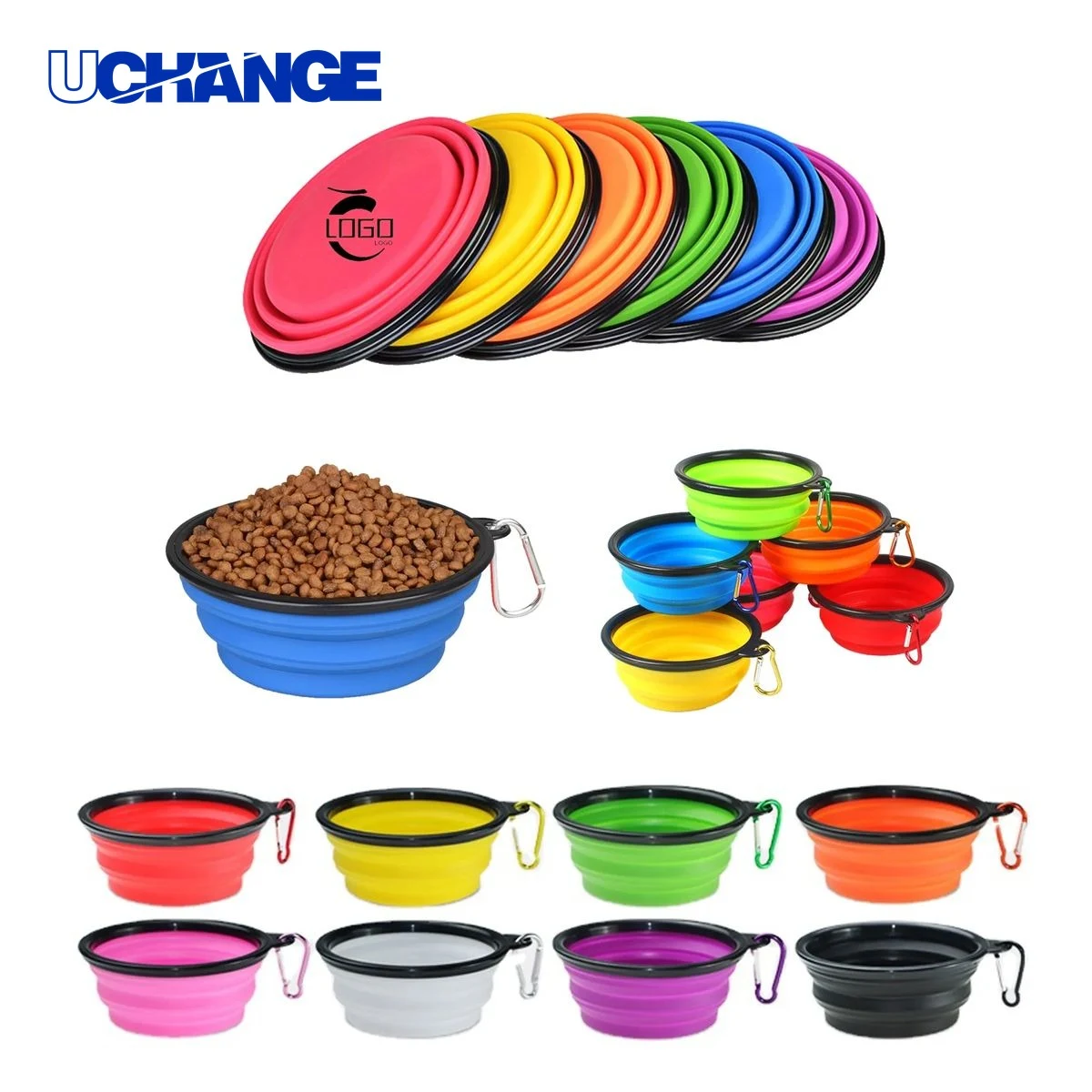 Collapsible Silicone Dog Bowl with Carabiner 1