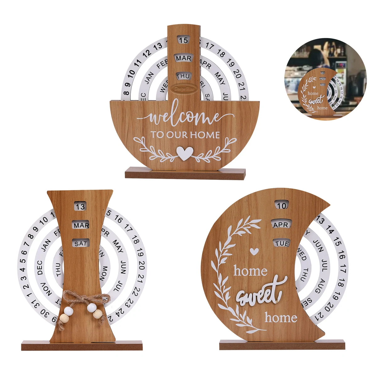 Boxwood Perpetual Calendar with Rotating Dials 1