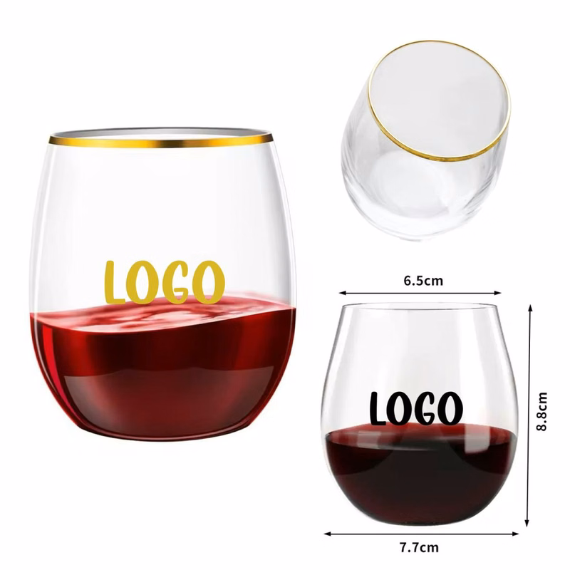 12 OZ Stemless Plastic Wine Glasses