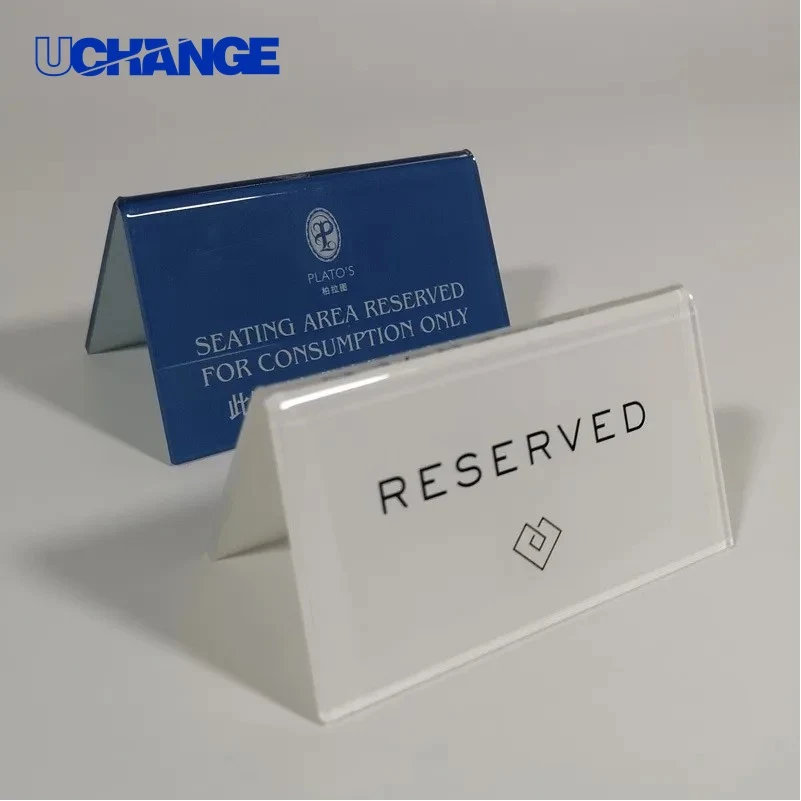 V Shape Acrylic Table Sign for Events 1