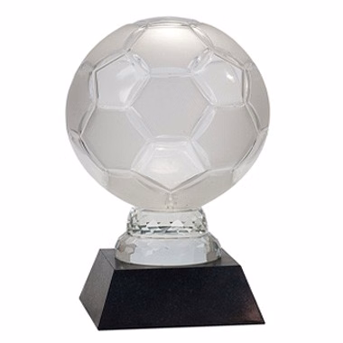 12" GLASS SOCCER BALL WITH MARBLE BASE