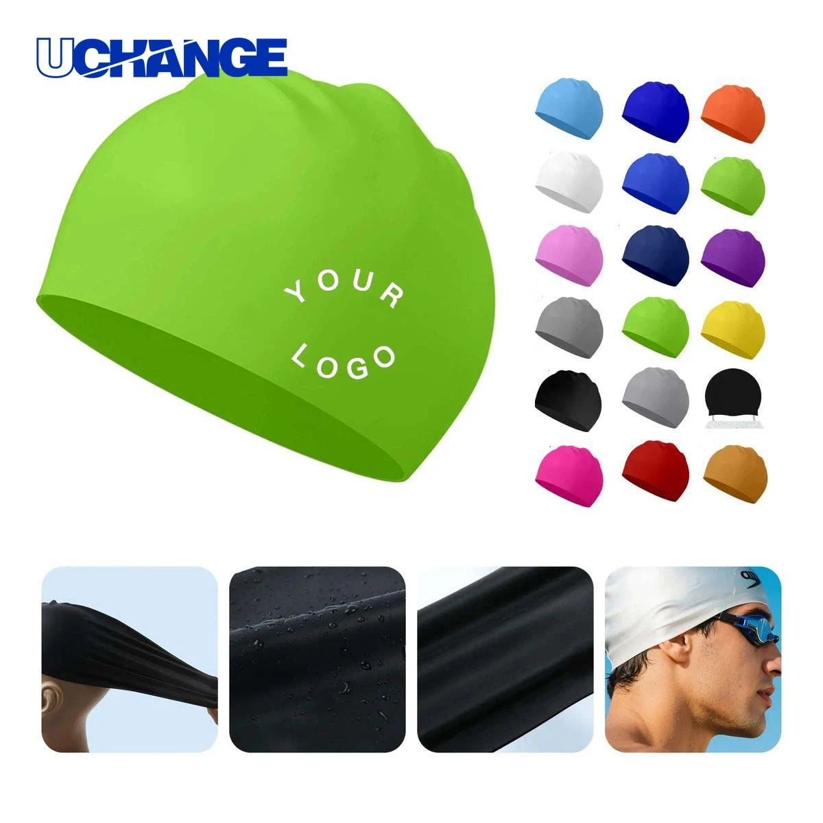 Comfortable Waterproof Silicone Swim Cap for Swim Use 1