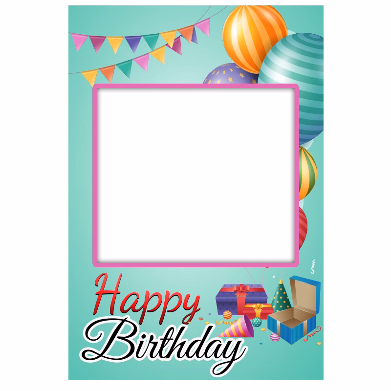 Happy Birthday Selfie Frame Photo Booth and Picture Frame Props For Birthday Party 2"W x 3"H Blue
