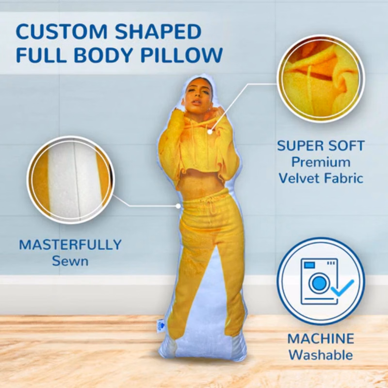 60" USA Made Human Size & Shape Sublimation Pillow Full Color