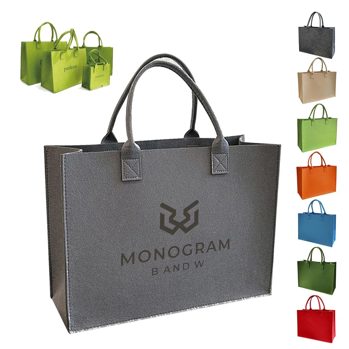 Travel Study Shopping Gifts Large Reusable Felt Tote Bag 1