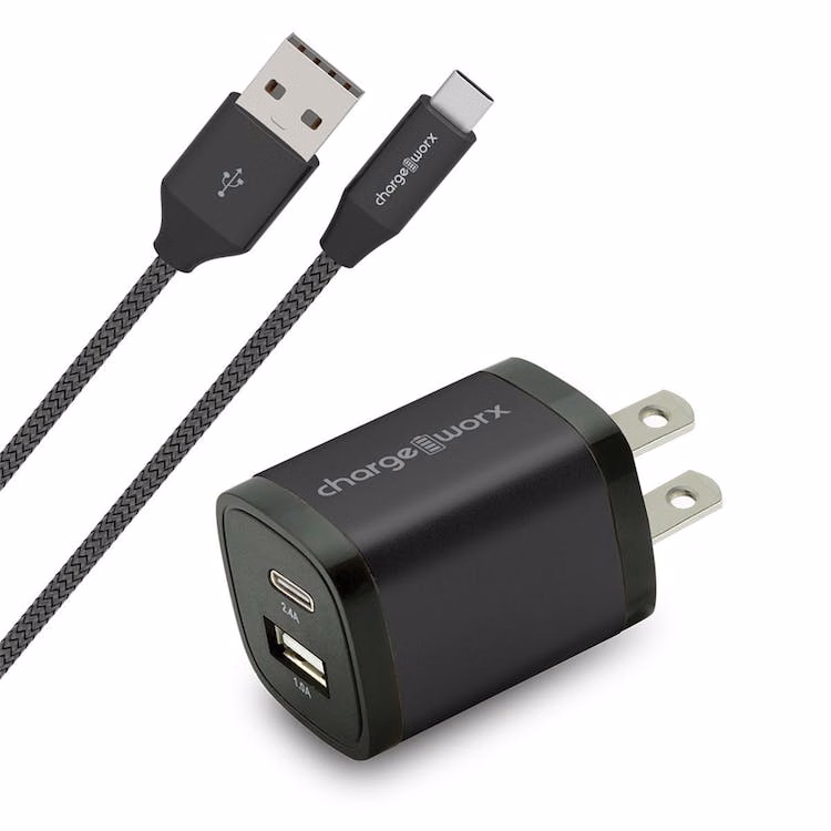 USB-C to USB-A Cable and Wall Chargers - Black Android