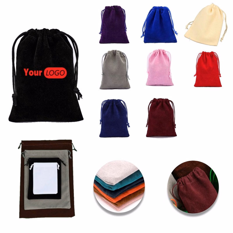 Custom Logo Velvet Gift Drawstring Pouch