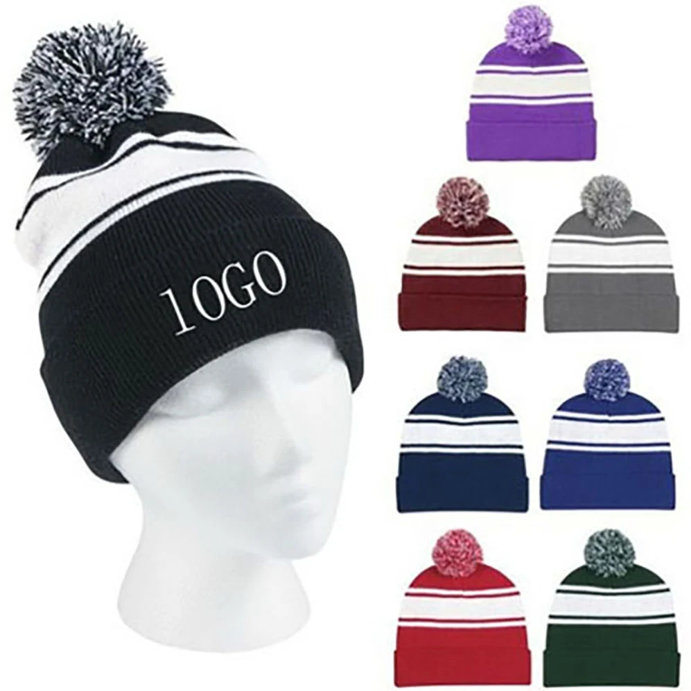 Ribbed Knit Beanie with POM 1
