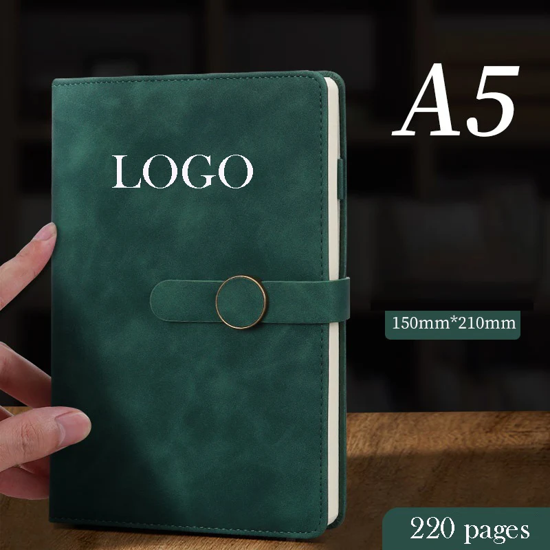 A5 PU Leather Hardcover Notepad W/Round Metal Buckle 1