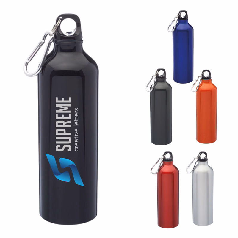 Sports Bottle with Carabiner and Twist Cap - Aluminum Water