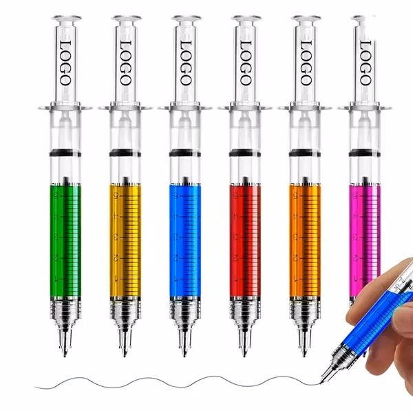 Custom Syringe-Shaped Retractable Ballpoint Pens 5 Inch — Medical Office Promo