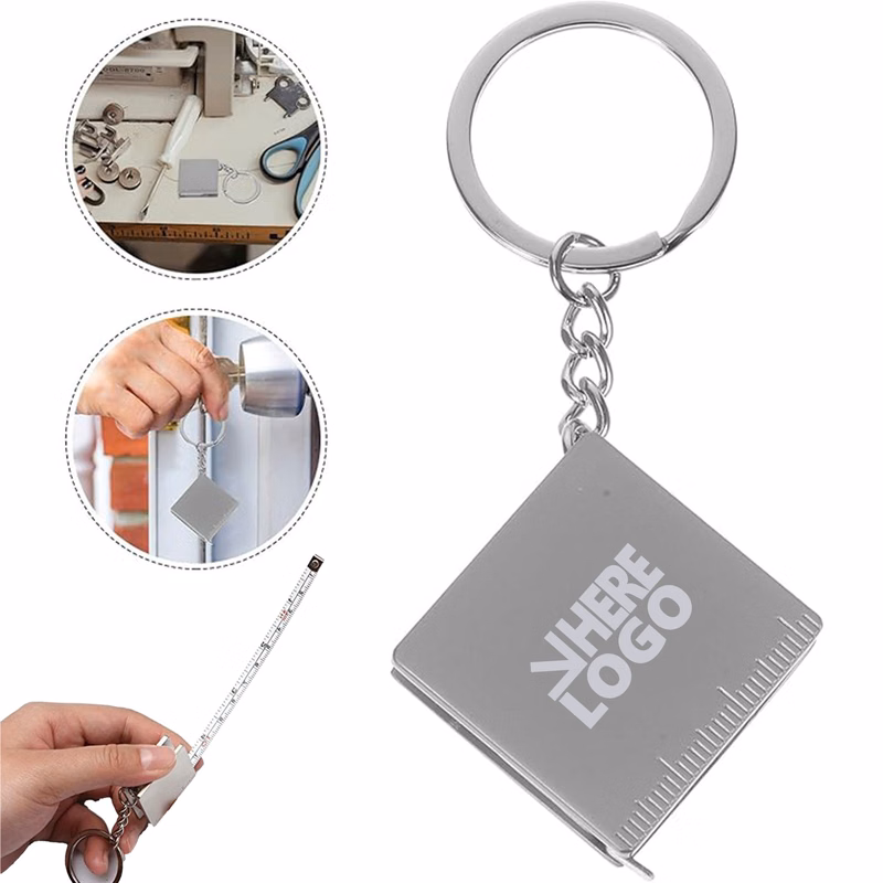 MOQ 20 Mini Tape Measure Key Chain 2.3ft Sliver