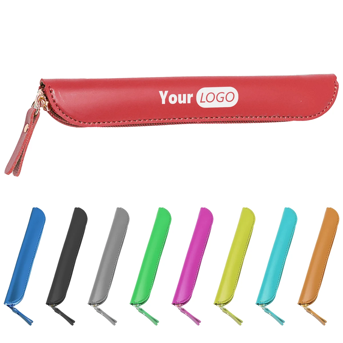 Pu Portable Zippered Pencil Pouch In Multiple Colors 1