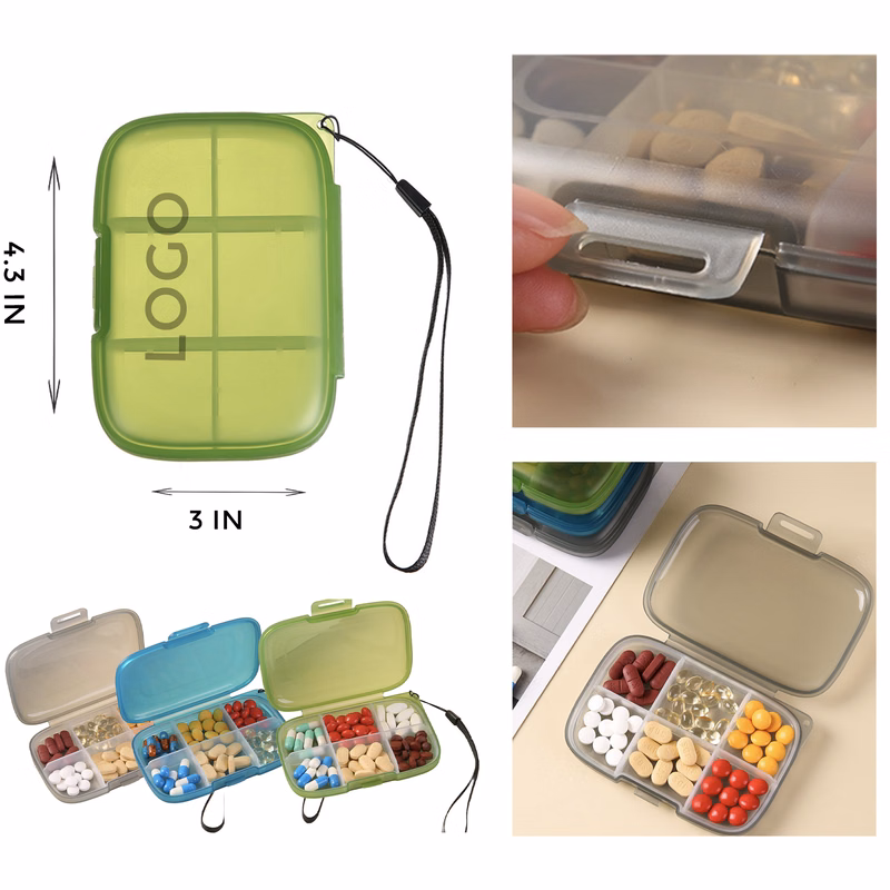 MOQ 10 PCS Convenient 6 Compartments Pill Organizer
