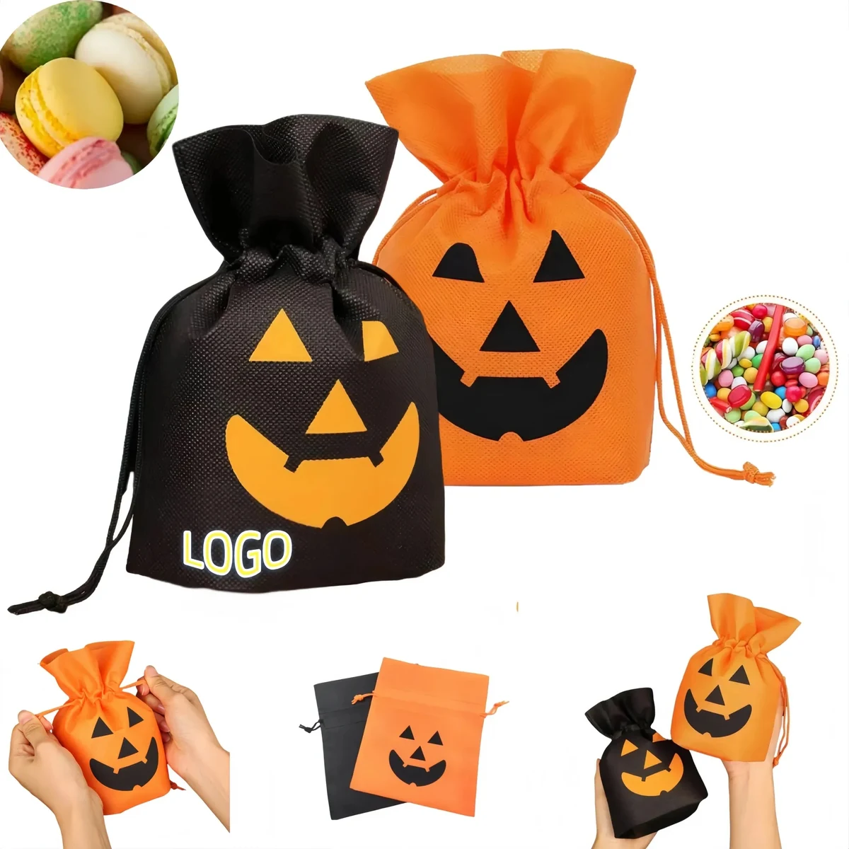 Halloween Pumpkin Drawstring Candy Snack Bag 1