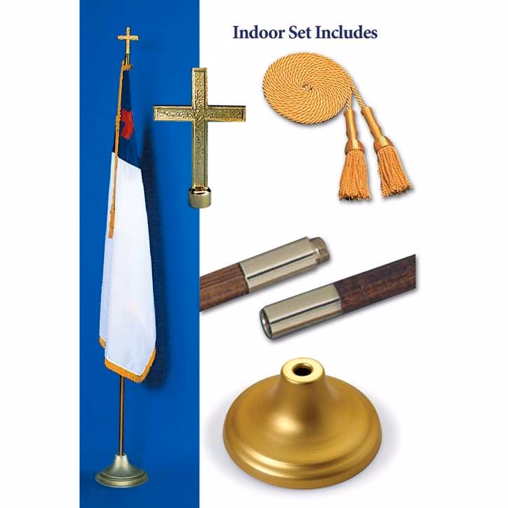 Christian Indoor Pole Set - 4' x 6' with 9' Gold Aluminum Pole