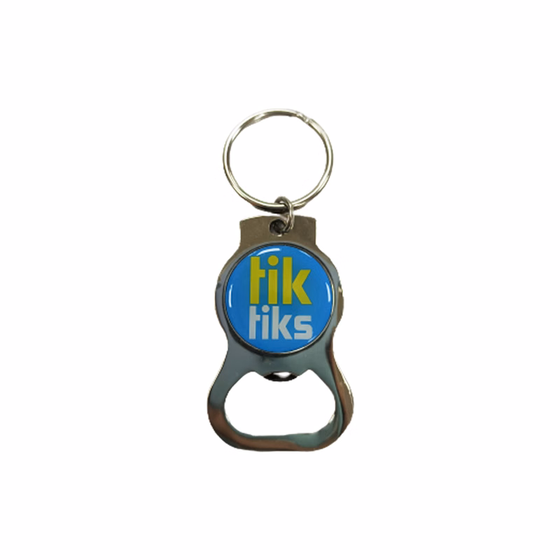Round Metal Bottle Opener Keyring