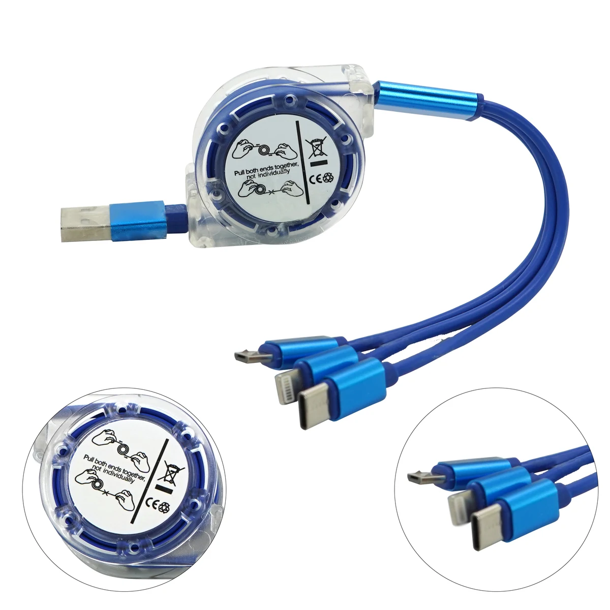 3-in-1 Retractable USB Cable Fast Charger Cord 1