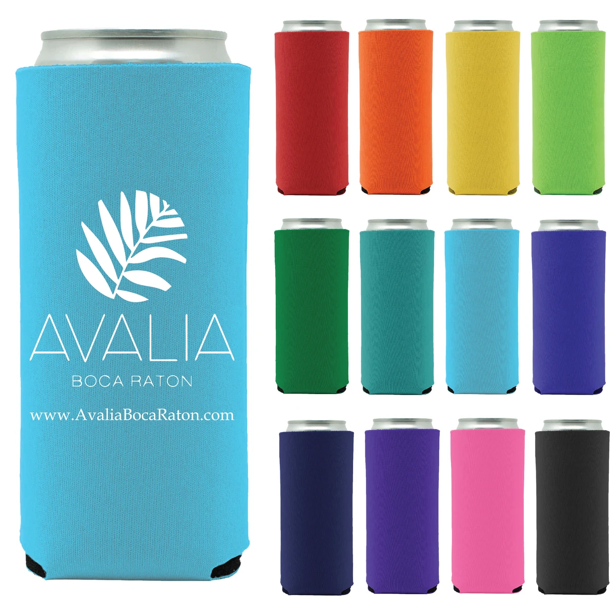 Collapsible 12 oz. Slim Neoprene Can Cooler - Screen Printed, custom koozie with logo imprint 1