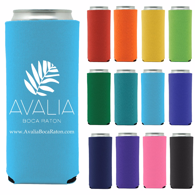 Collapsible 12 oz. Slim Neoprene Can Cooler - Screen Printed