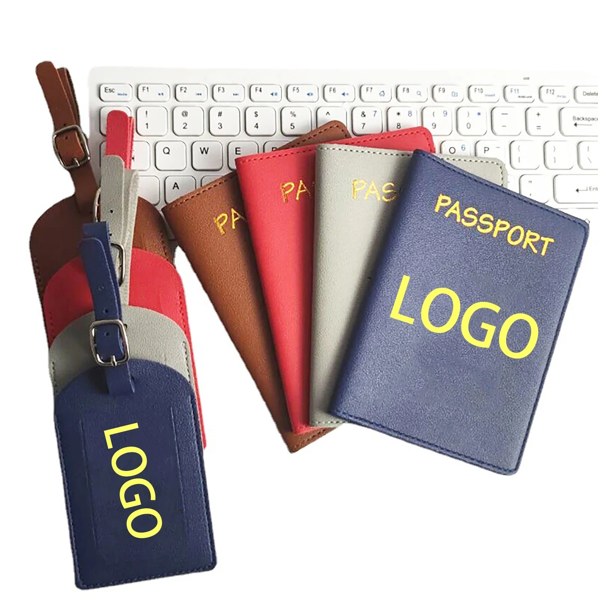 MOQ 100pcs PU Leather Passport Cover Luggage Tag Set 1