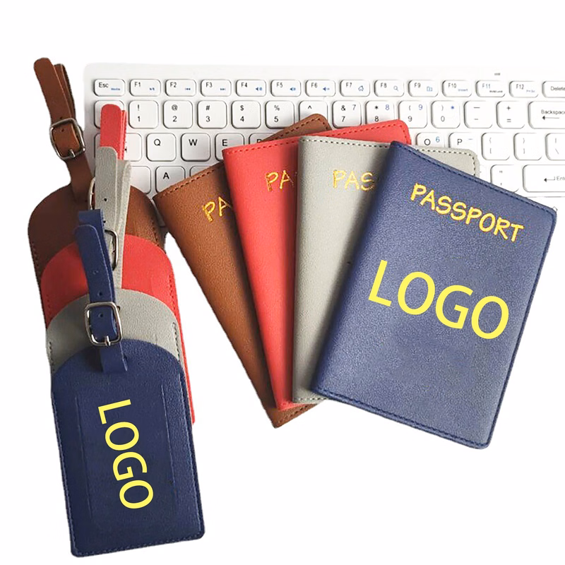 MOQ 100pcs PU Leather Passport Cover Luggage Tag Set