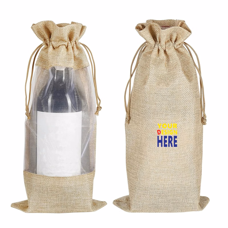 Burlap Wine Bottle Gift Bags 750ml