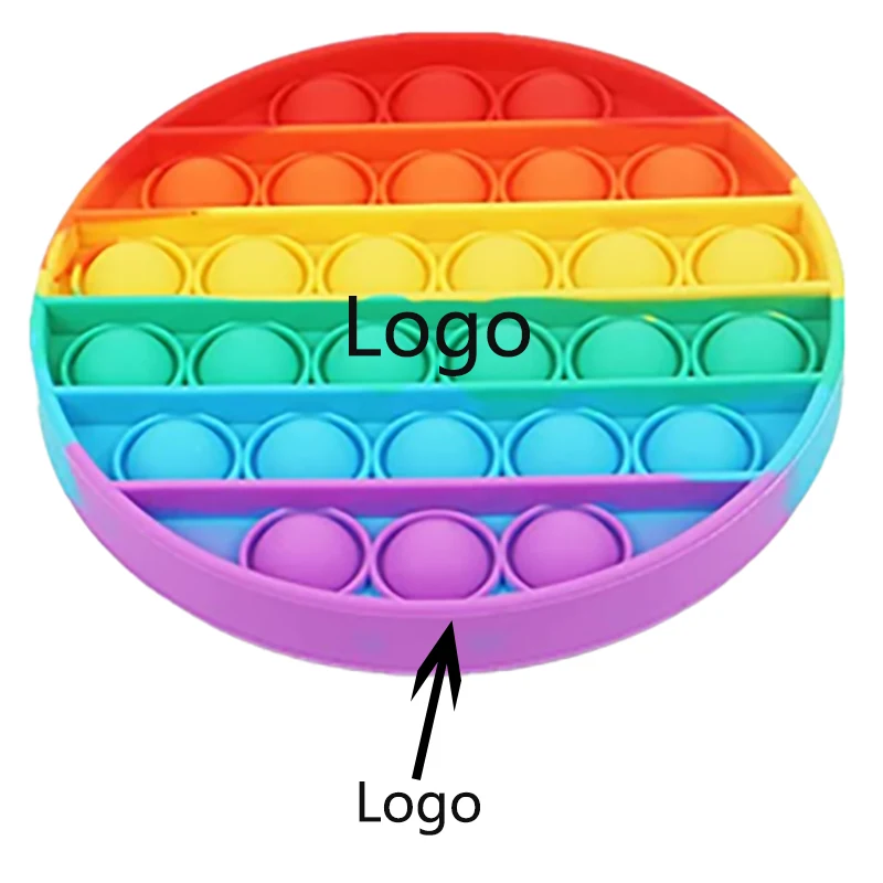 Round Shape Rainbow Color Push Pop Bubble Sensory Fidget Toy 1