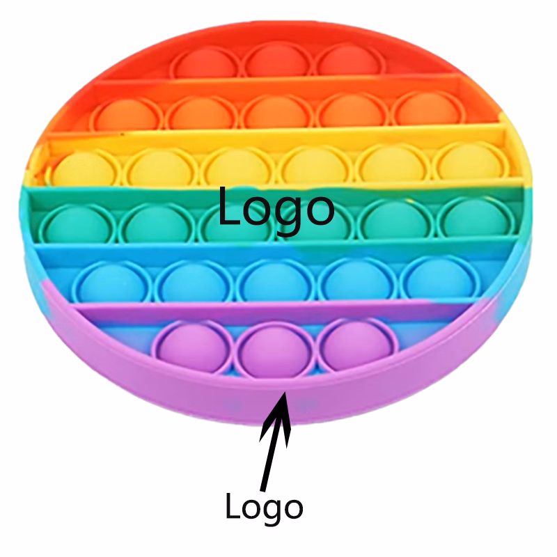 Round Shape Rainbow Color Push Pop Bubble Sensory Fidget Toy