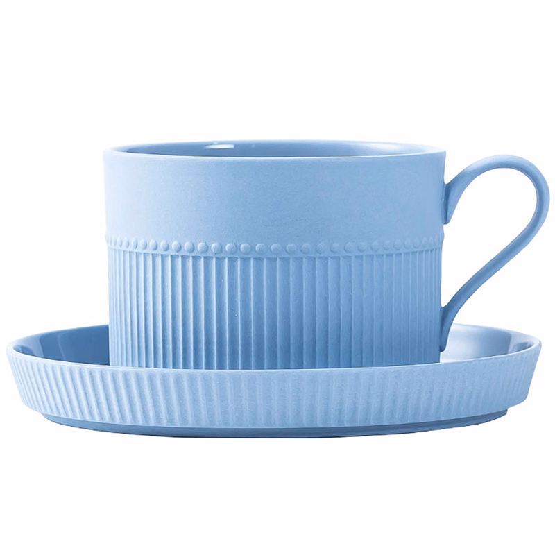 11oz Ear Handle Ceramic Coffee Mug w/ Saucer