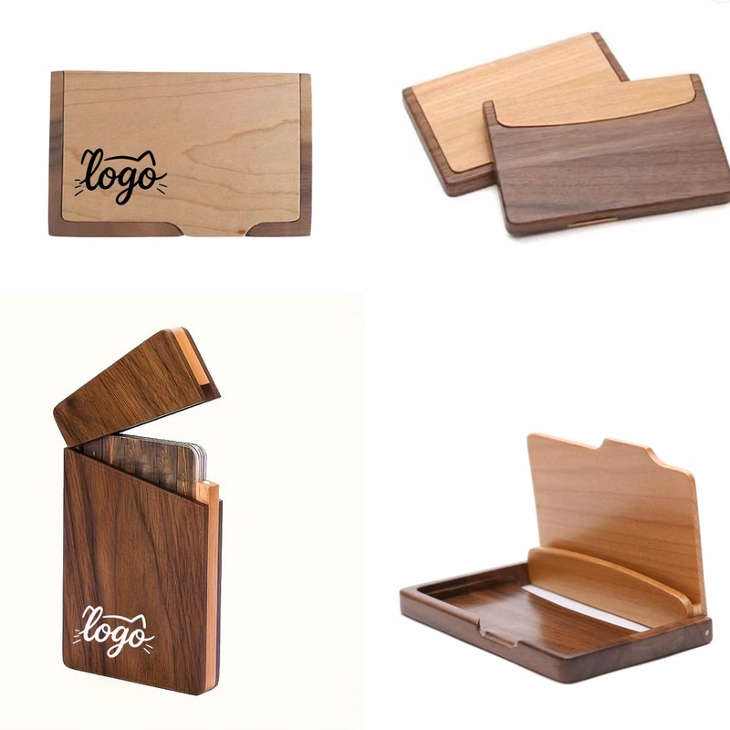 Premium Walnut Wood Business Card Holder for Professionals