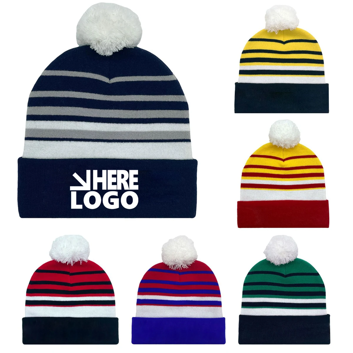 Winter Knit Warm Beanie With Pom 1