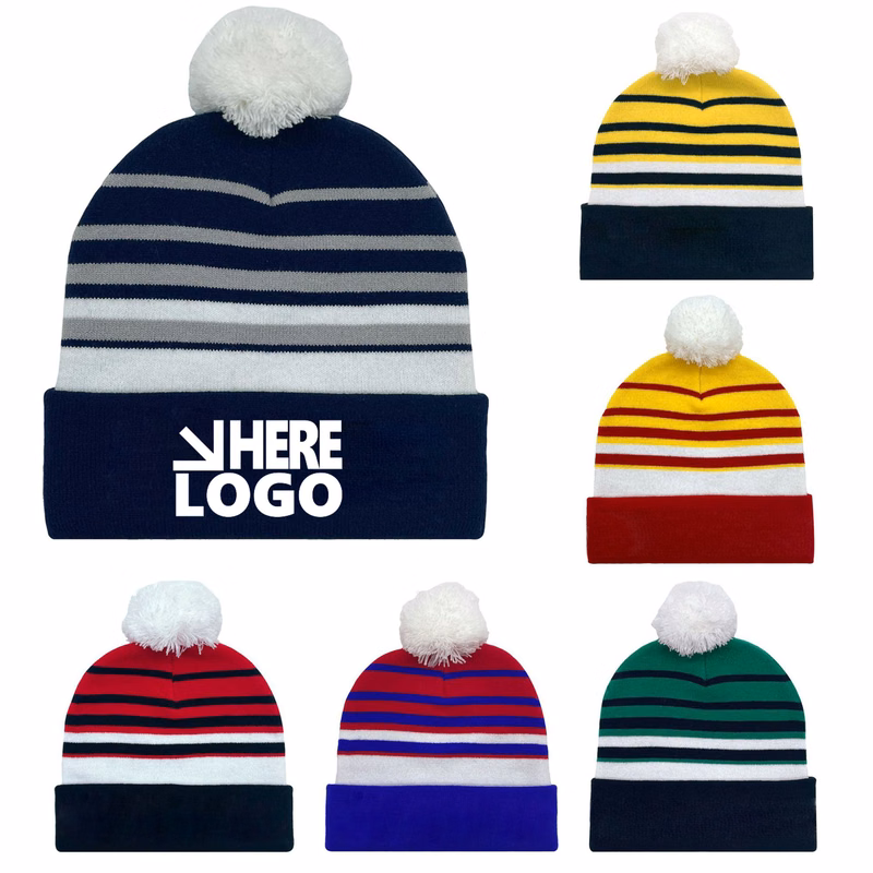 Winter Knit Warm Beanie With Pom