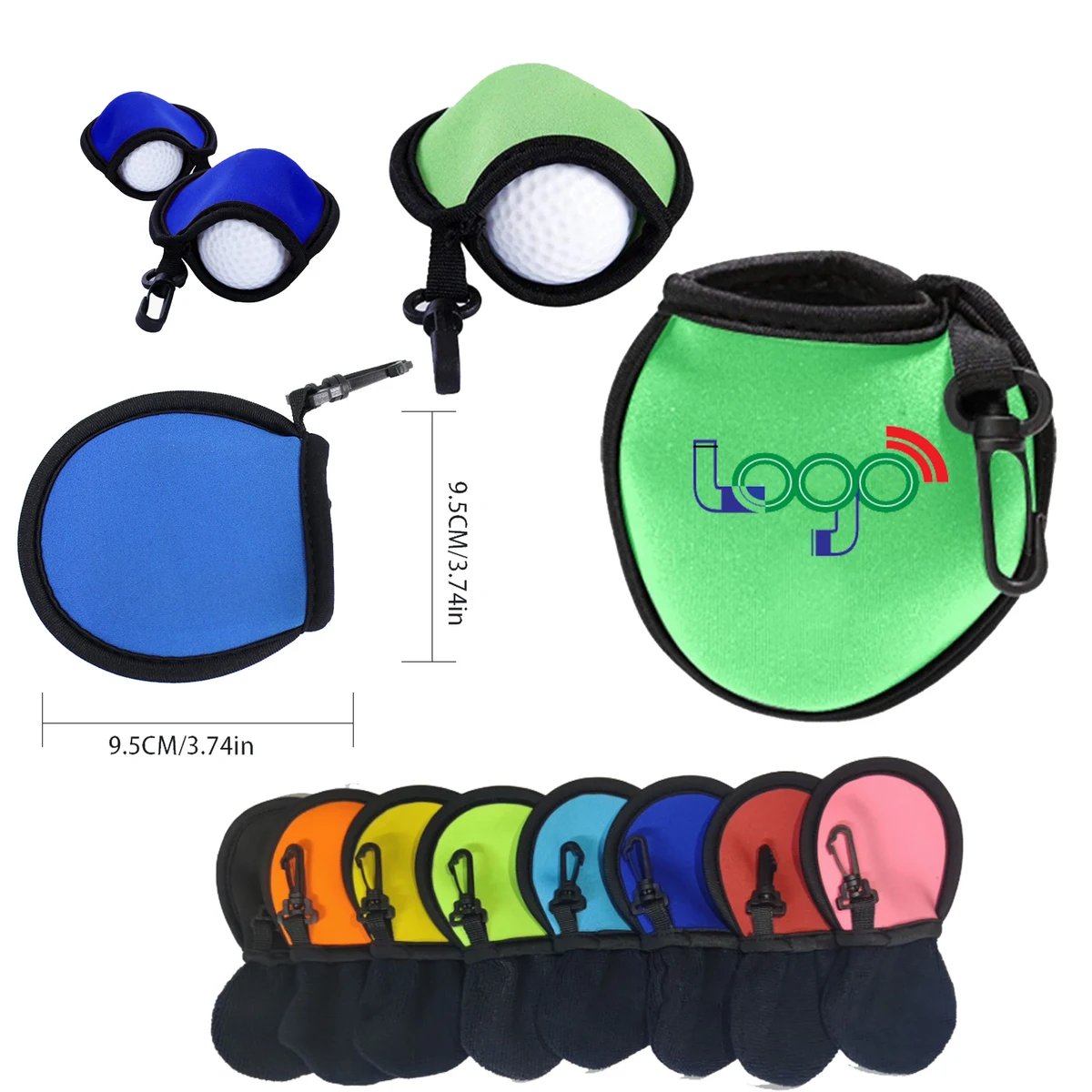 Soft Neoprene Golf Ball Holder With Carabiner 1