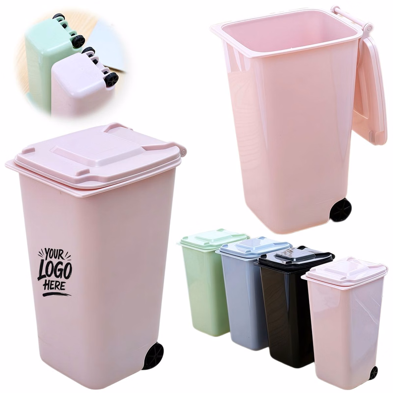 Mini Desktop Trash Bin With Pen Holder