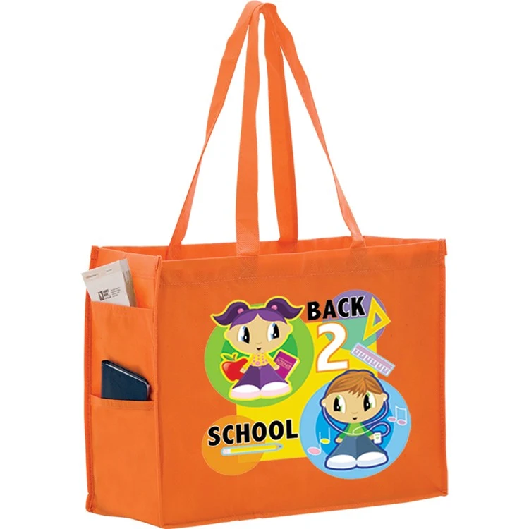 Non-woven Shoulder Tote with Side Pockets 1