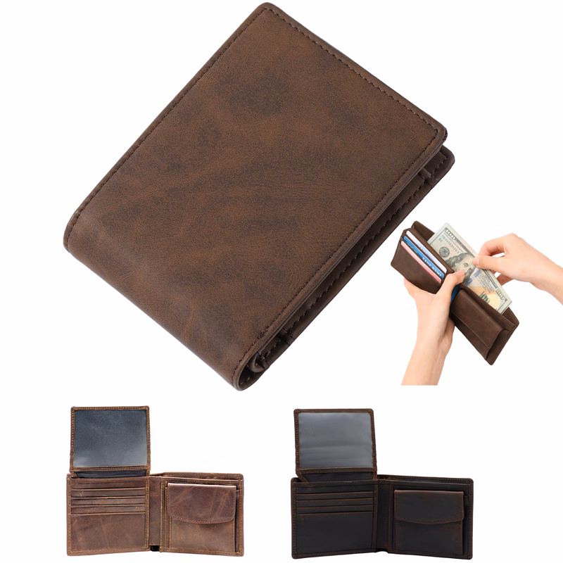 RFID Blocking Genuine Leather Bifold Wallet