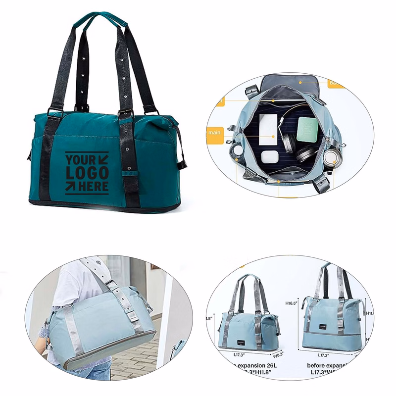 Expandable Foldable Duffle Carry On Weekend Tote Travel Bag With Adjustable Shoulder Strap