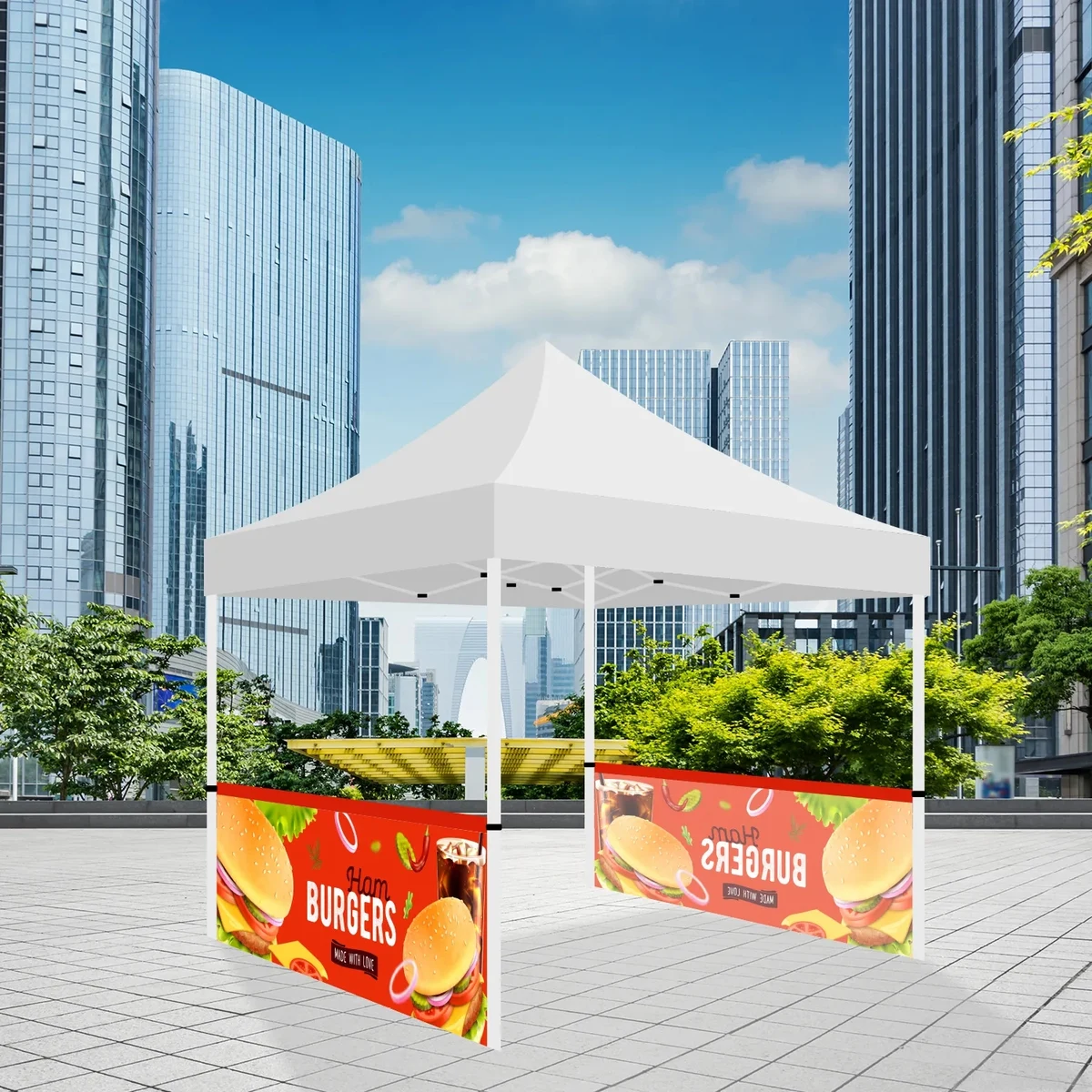 10' Half Side Wall With Support Bar (Double Sided Imprint) 1