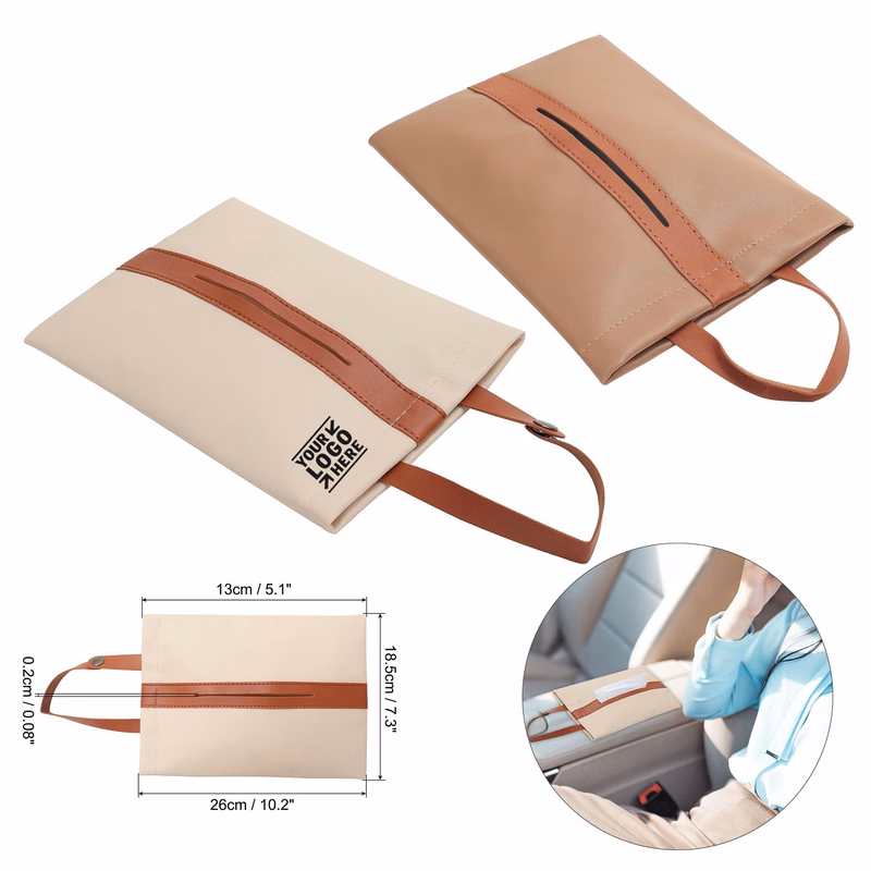 PU Leather Car Tissue Holder Rectangle Napkin Paper Towel Dispenser Box Case