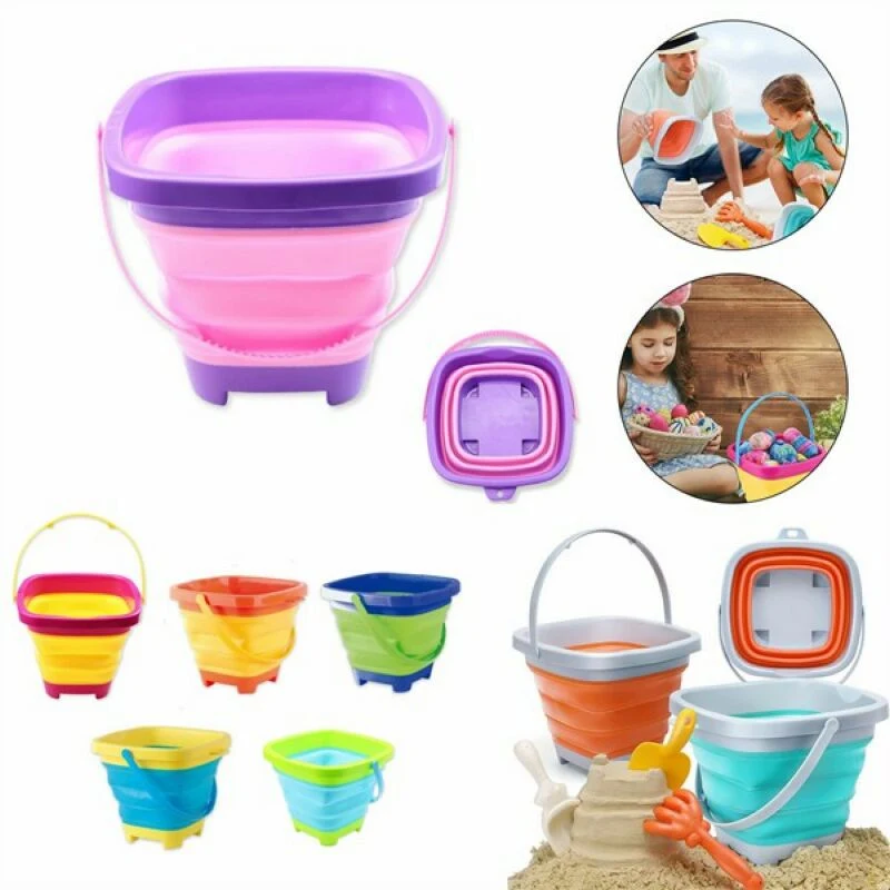 68oz Square Foldable Pail Portable Collapsible Sand Bucket 1