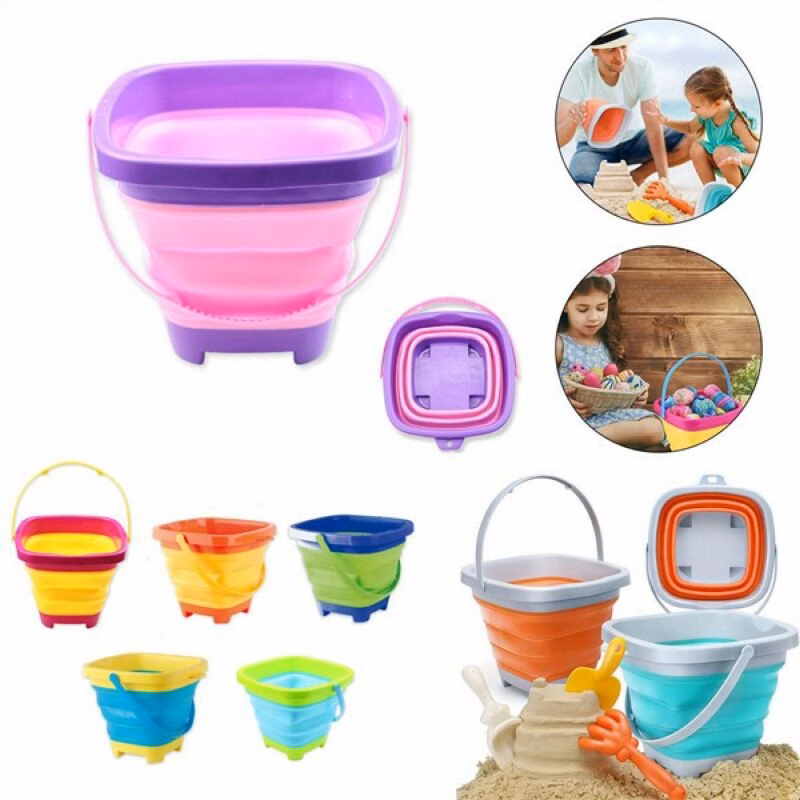 68oz Square Foldable Pail Portable Collapsible Sand Bucket