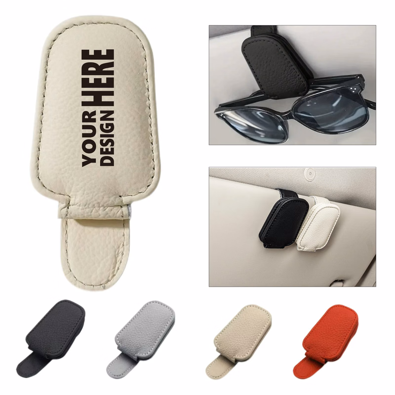 Magnetic PU Leather Car Eyeglasses Holder