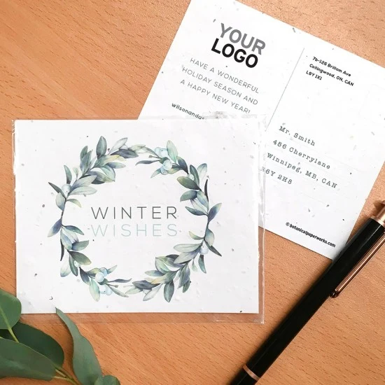 Winterberry Wreath Plantable Holiday Postcards 1