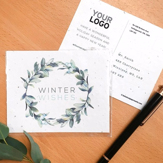 Winterberry Wreath Plantable Holiday Postcards