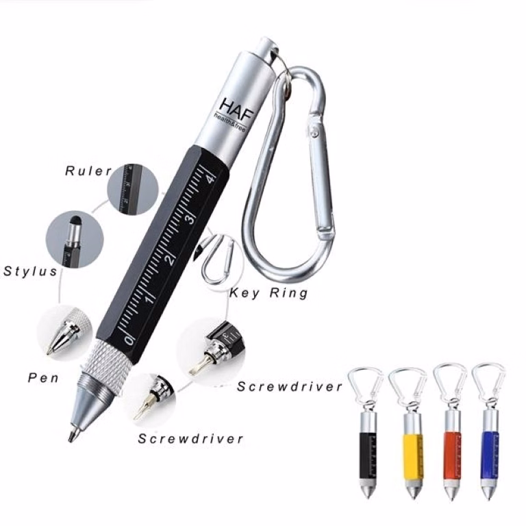 Multitool Touchscreen Pen with Ruler Carabiner Screwdriver