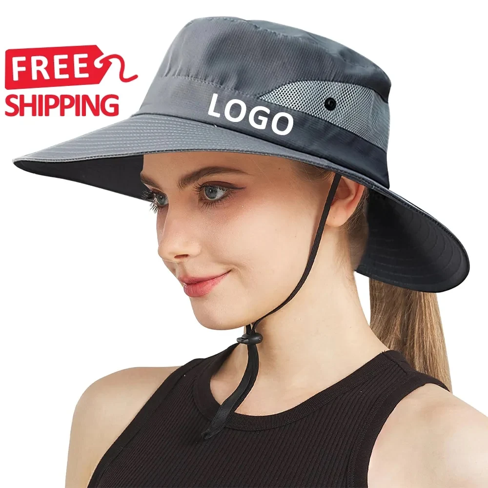 UPF50 Wide Brim Sun Hat with Ponytail Hole 1