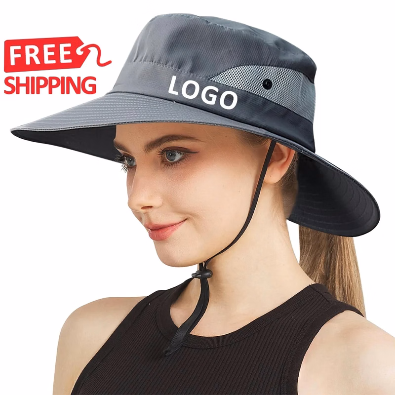 UPF50 Wide Brim Sun Hat with Ponytail Hole