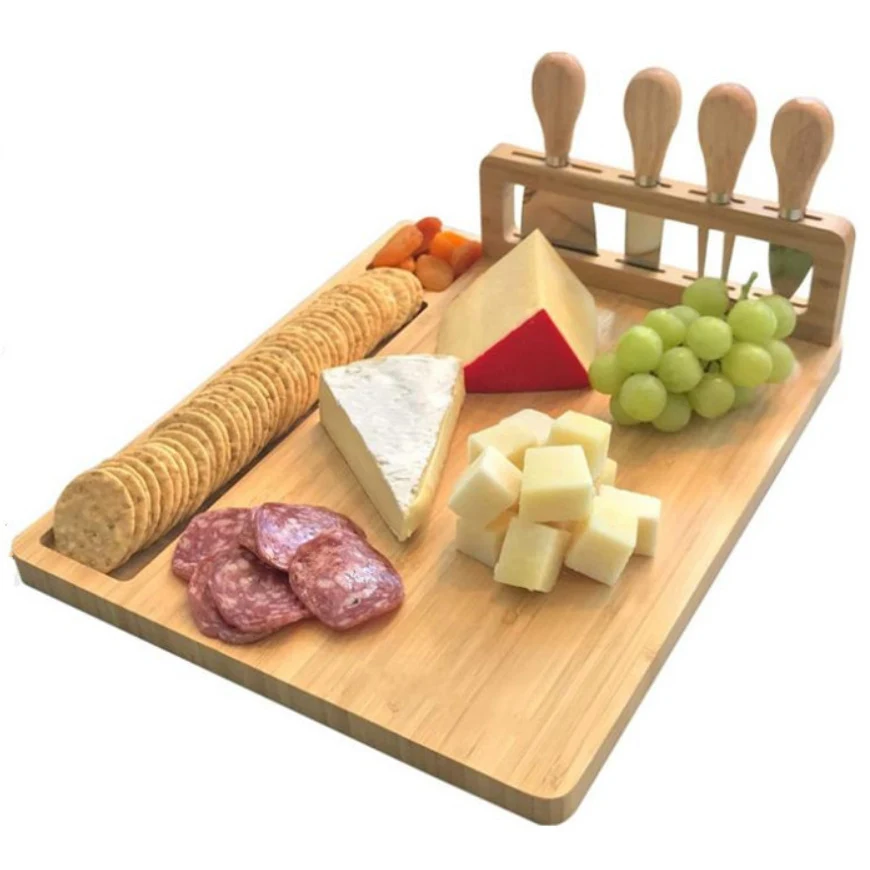 5-Piece Magnetic Bamboo Cheese Board Set 1