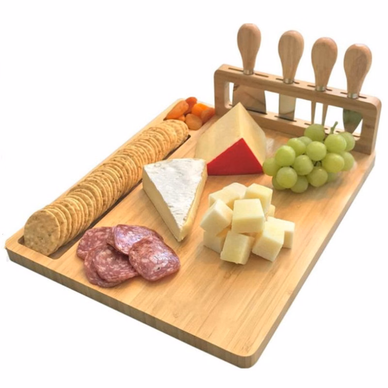 5-Piece Magnetic Bamboo Cheese Board Set
